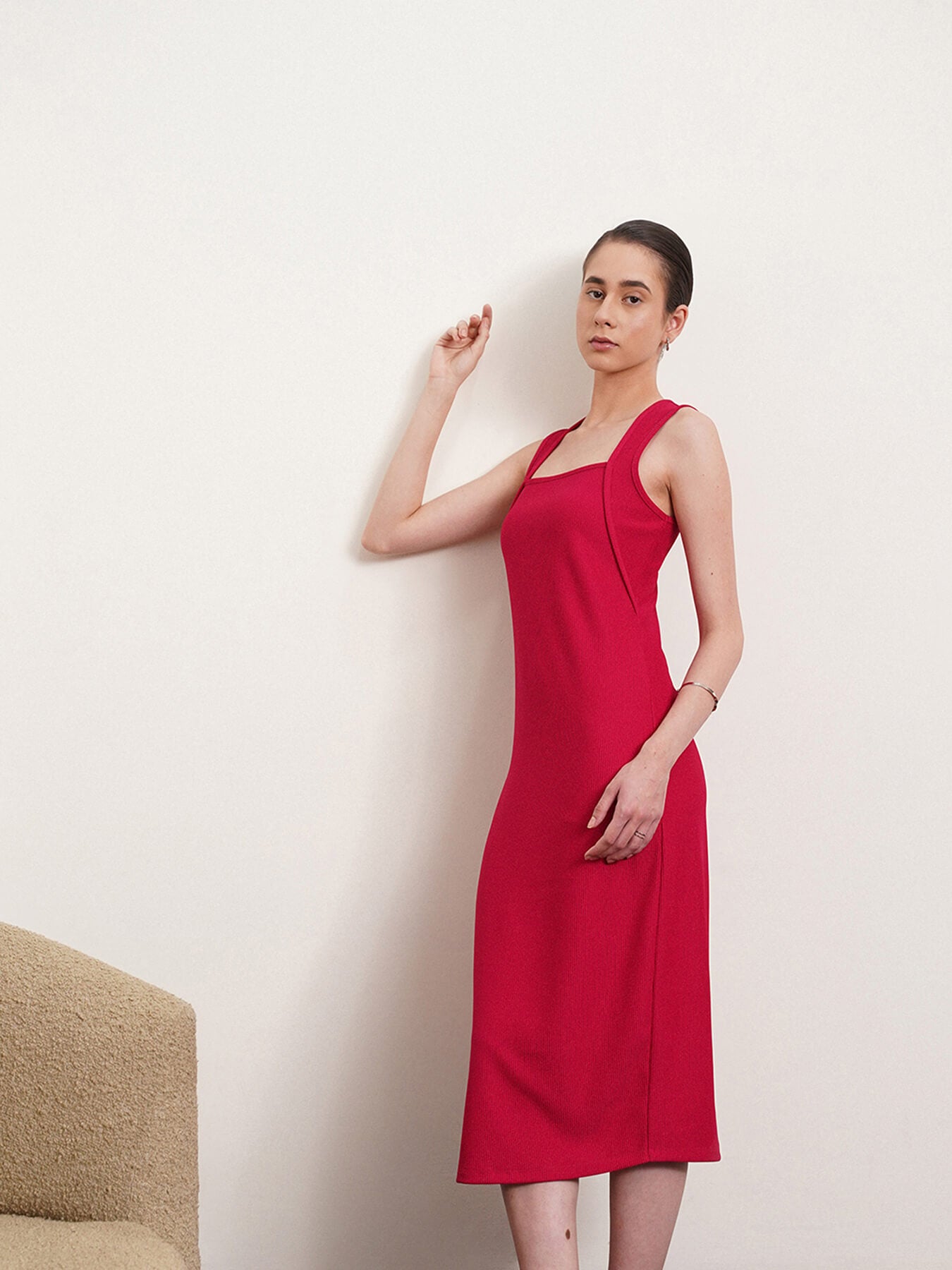 Bodycon Knitted Dress - Fuchsia