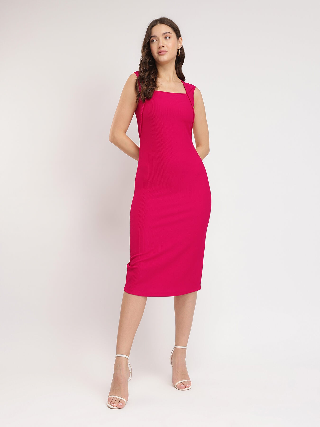 Bodycon Knitted Dress - Fuchsia