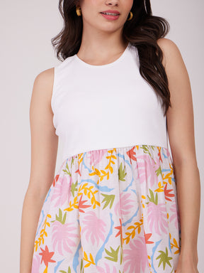 Linen Midi Dress - Multicolour