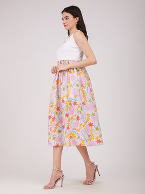 Linen Midi Dress - Multicolour