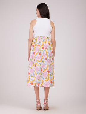 Linen Midi Dress - Multicolour
