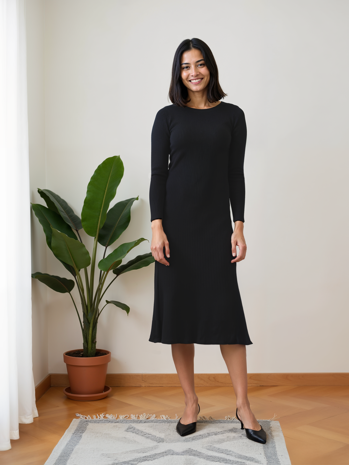 LivSoft Fit And Flare Sweater Dress - Black