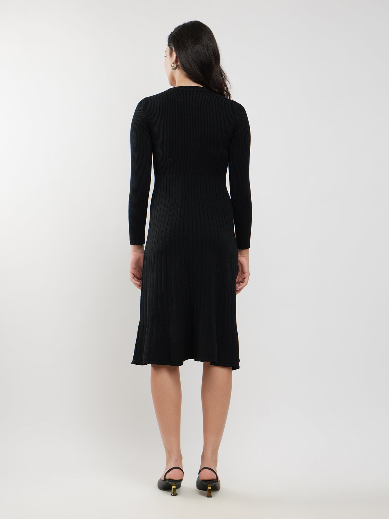 LivSoft Fit And Flare Sweater Dress - Black