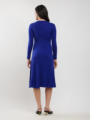 LivSoft Fit And Flare Sweater Dress - Blue