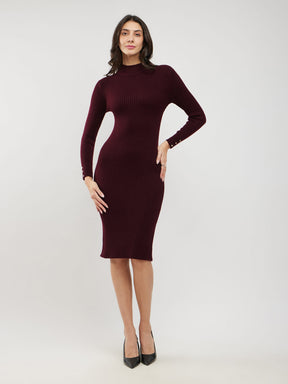 LivSoft Bodycon Sweater Dress - Wine