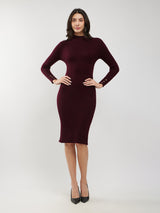 LivSoft Bodycon Sweater Dress - Wine