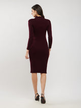 LivSoft Bodycon Sweater Dress - Wine