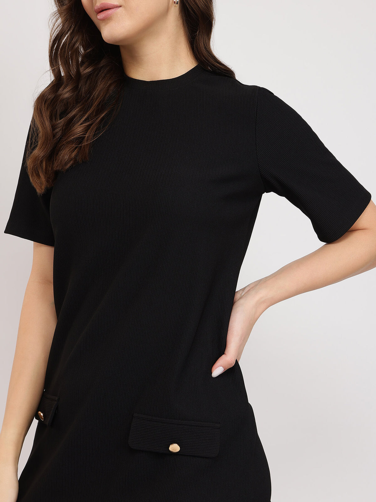 Knitted Shift Dress - Black