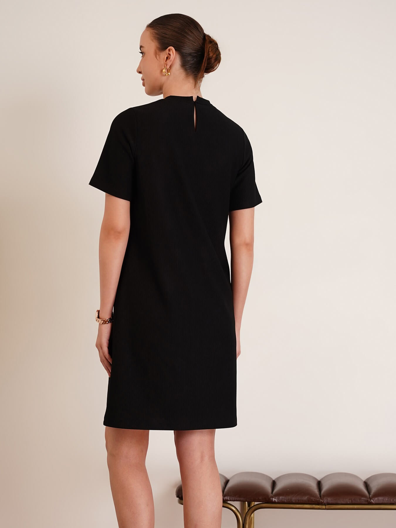 Knitted Shift Dress - Black