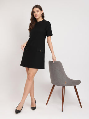 Knitted Shift Dress - Black