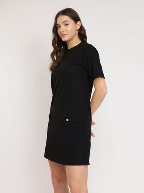 Knitted Shift Dress - Black