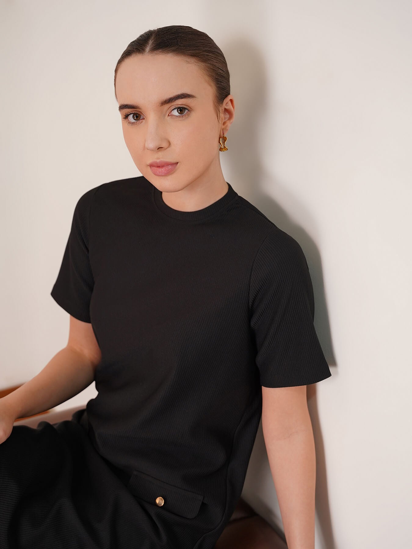 Knitted Shift Dress - Black