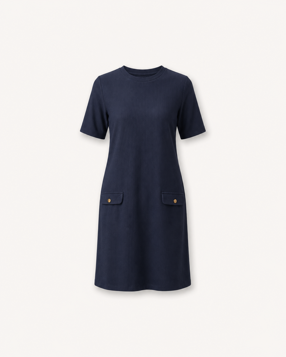Knitted Shift Dress - Navy Blue
