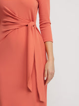 Stretchable Tie-Up Dress - Orange