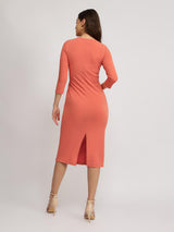 Stretchable Tie-Up Dress - Orange