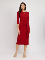 Stretchable Tie-Up Dress - Red