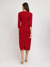 Stretchable Tie-Up Dress - Red