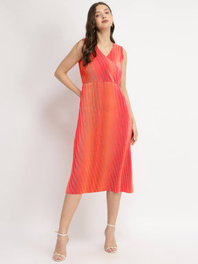 Pleated Ombre Dress - Pink