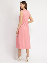 Cotton A Line Knit Dress - Pink