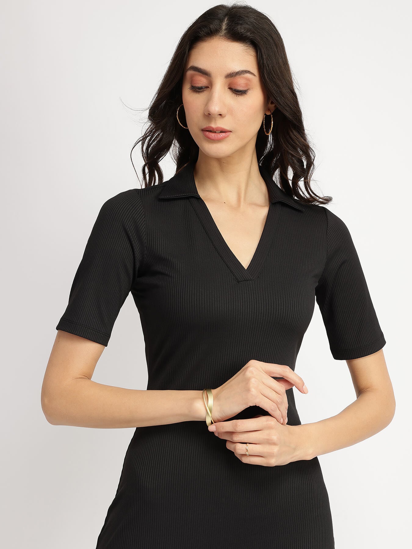 Fitted Tee Dress - Black