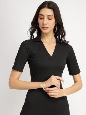 Fitted Tee Dress - Black