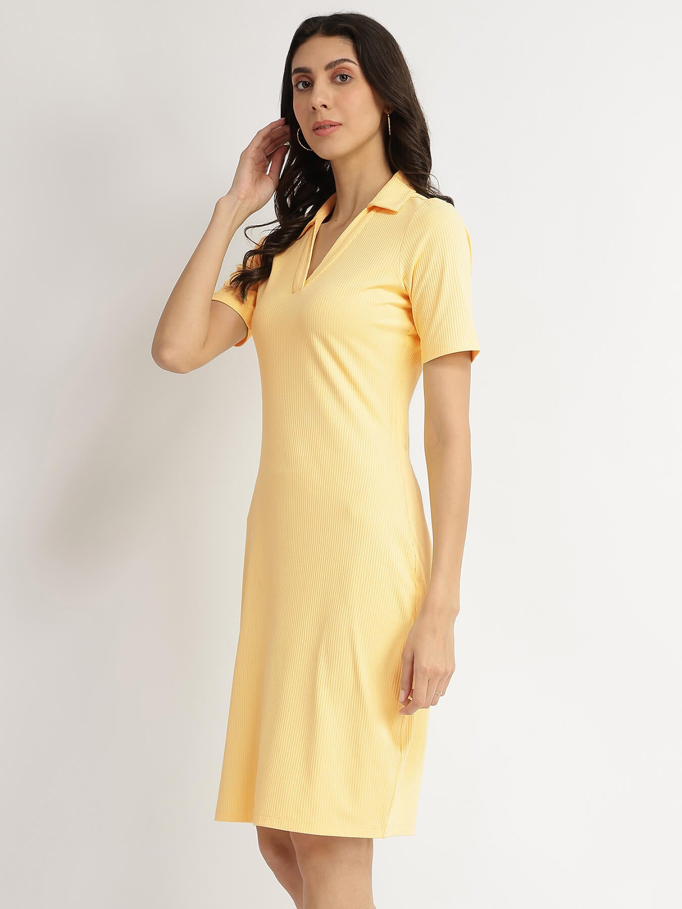 Fitted Tee Dress - Yellow