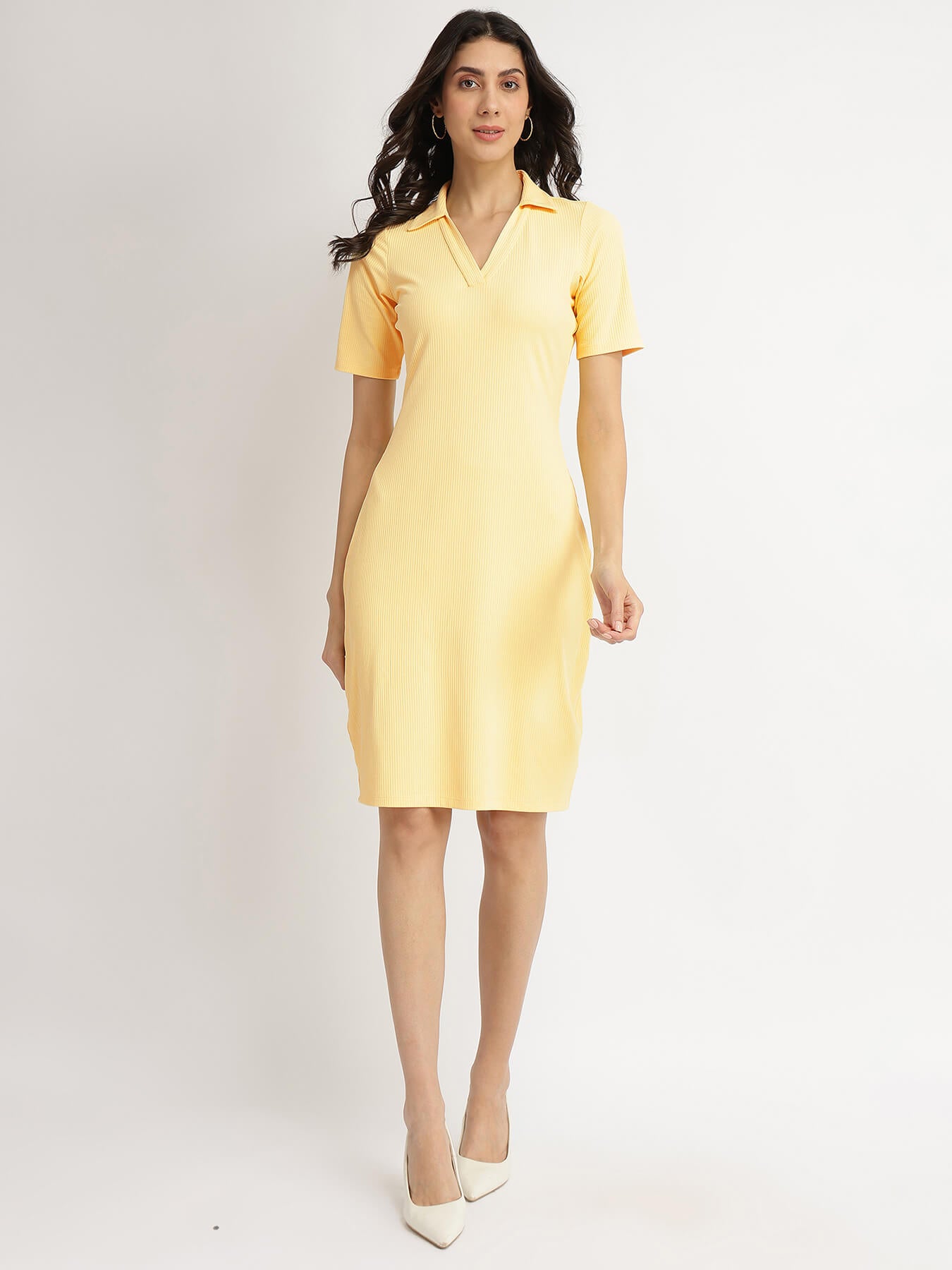 Fitted Tee Dress - Yellow