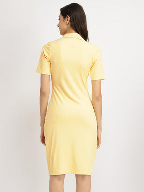 Fitted Tee Dress - Yellow