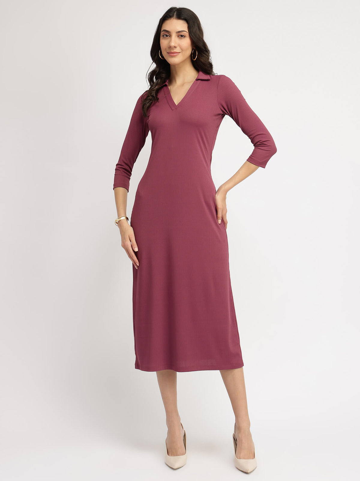 Knit Sheath Dress - Mauve