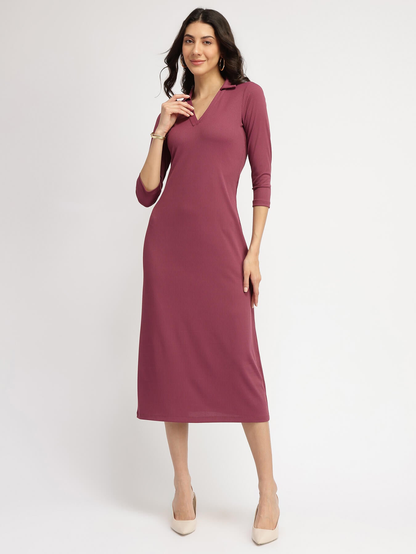 Knit Sheath Dress - Mauve
