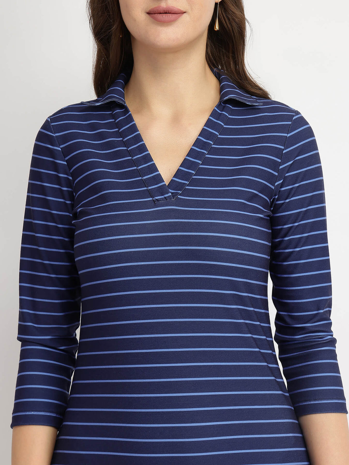 Striped Knit Sheath Dress - Blue