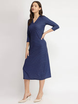 Striped Knit Sheath Dress - Blue