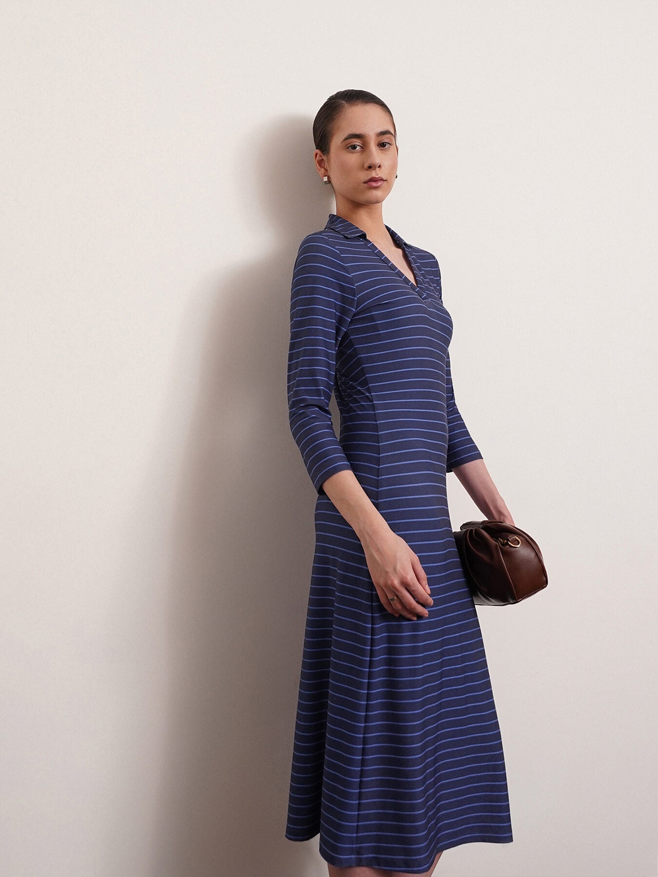 Striped Knit Sheath Dress - Blue