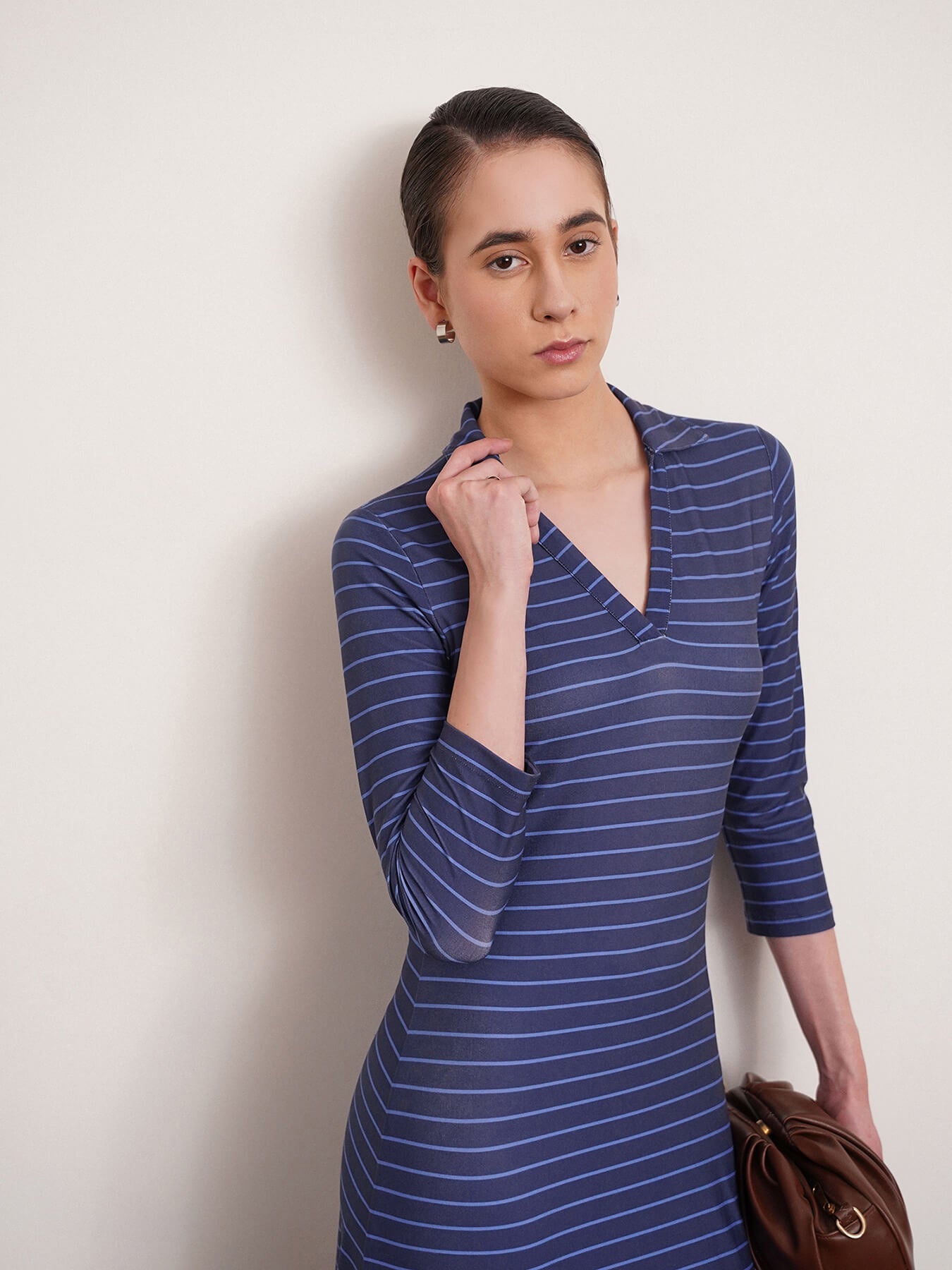 Striped Knit Sheath Dress - Blue
