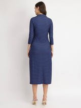 Striped Knit Sheath Dress - Blue