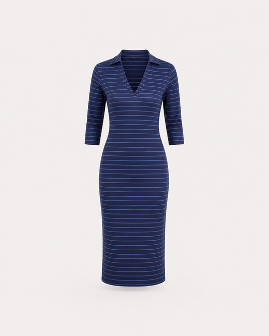 Striped Knit Sheath Dress - Blue