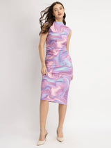 Marble Print Bodycon Dress - Lavender