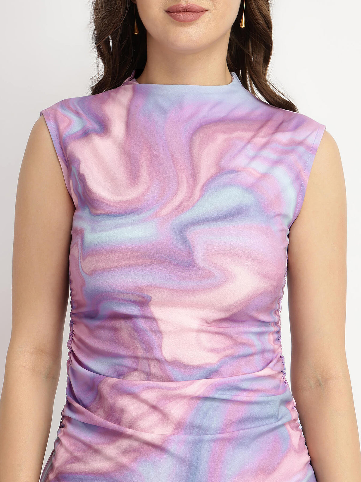 Marble Print Bodycon Dress - Lavender