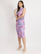 Marble Print Bodycon Dress - Lavender