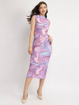 Marble Print Bodycon Dress - Lavender