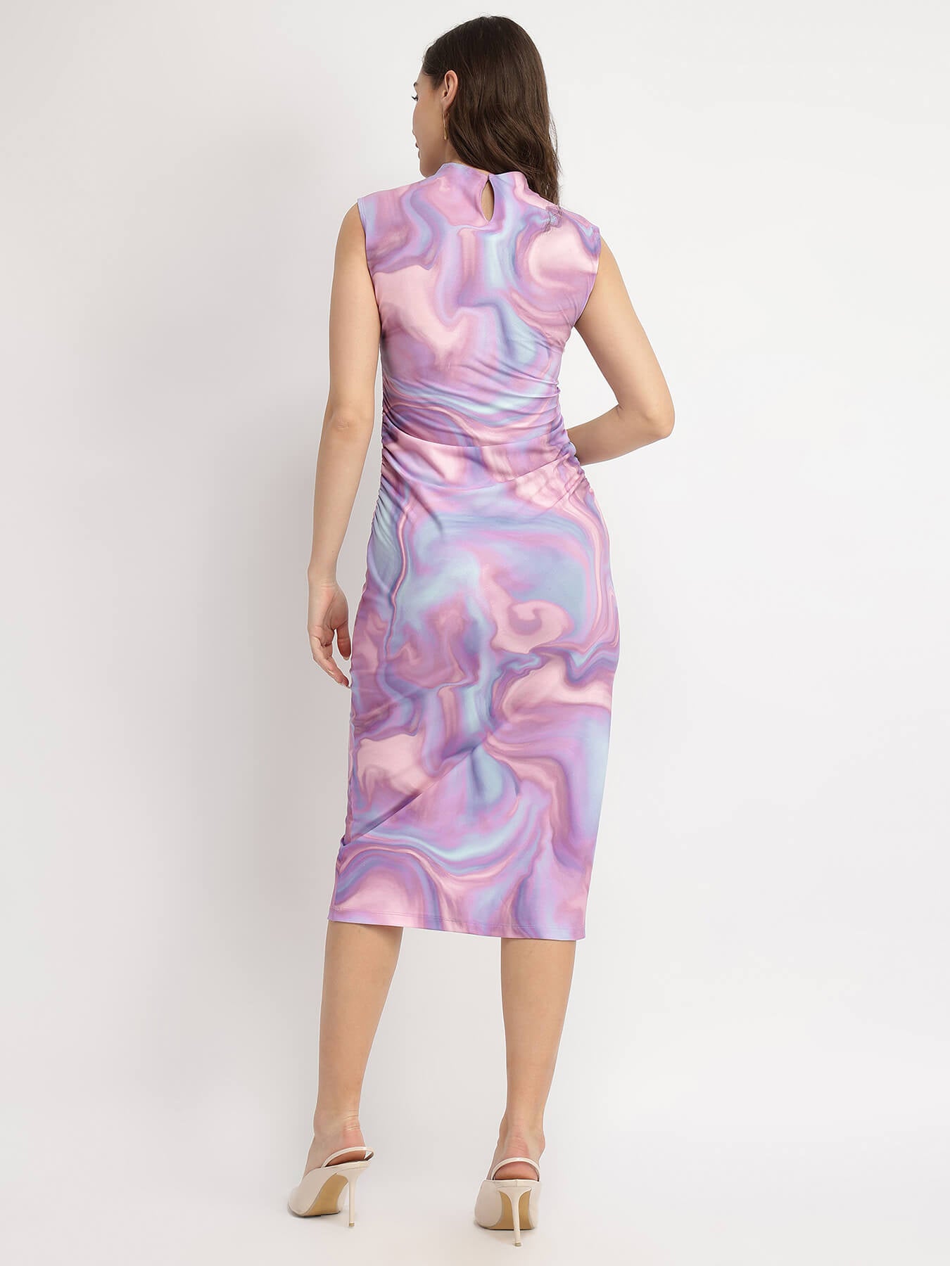Marble Print Bodycon Dress - Lavender