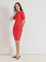 Striped Fitted Dress - Red