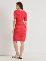 Striped Fitted Dress - Red
