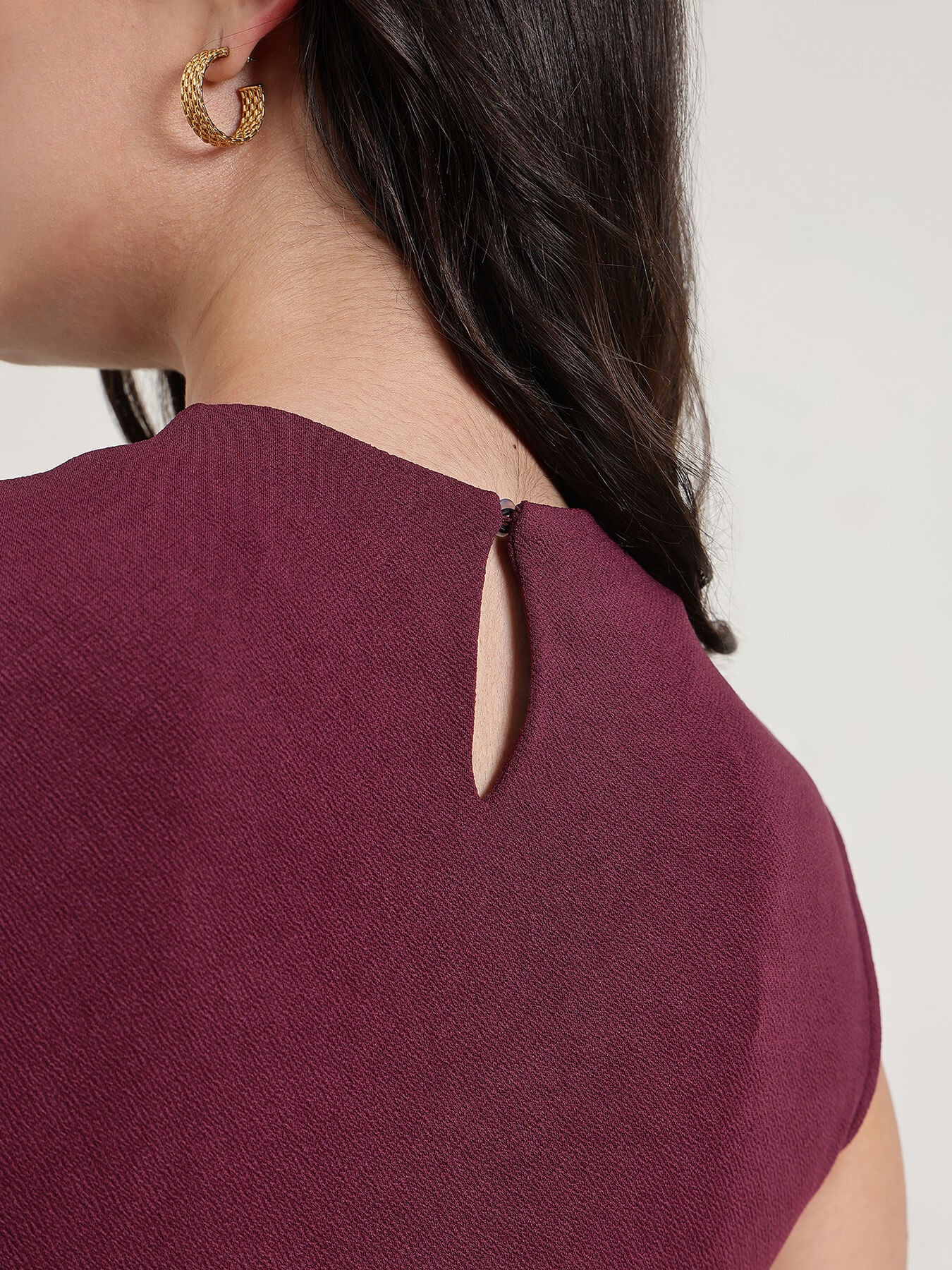 High Neck Bodycon Dress - Wine