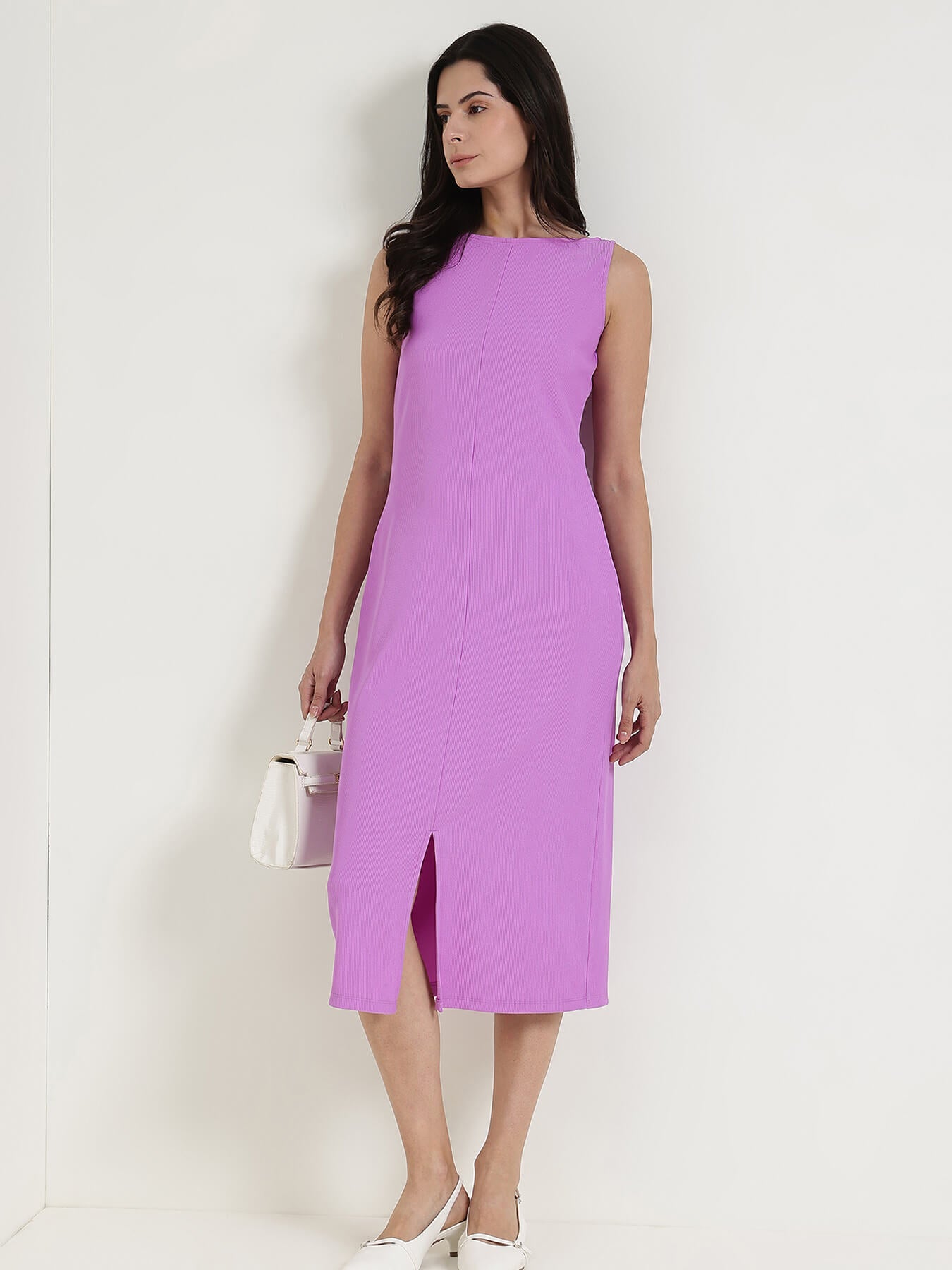 Boat Neck Sheath Dress - Lilac