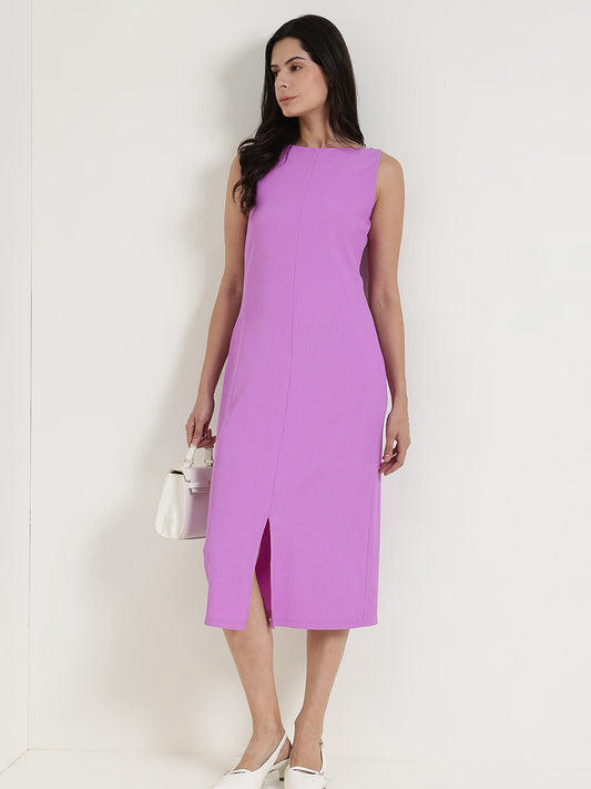 Boat Neck Sheath Dress - Lilac