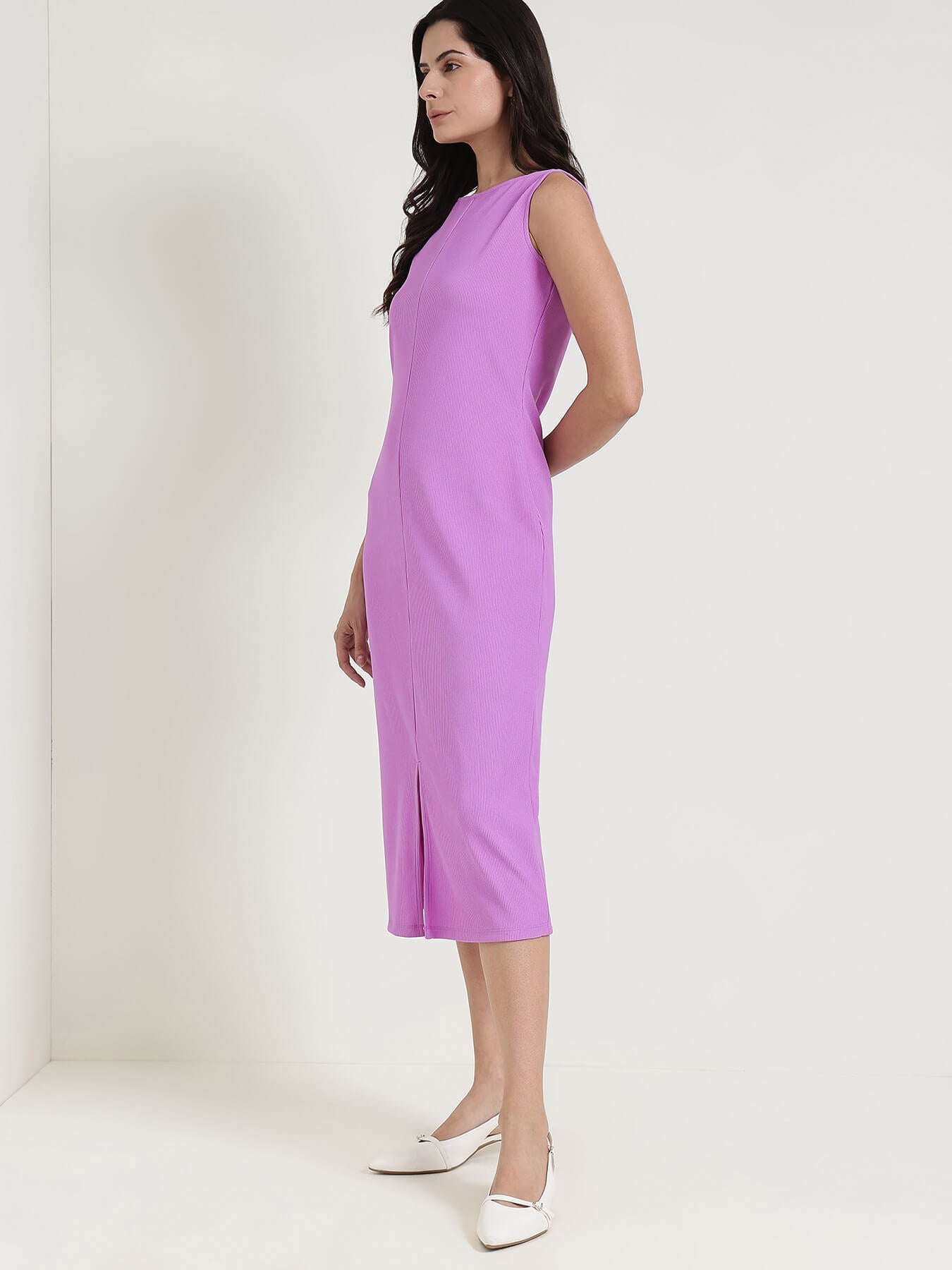 Boat Neck Sheath Dress - Lilac