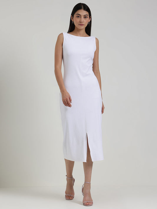 Sheath Midi Dress - White