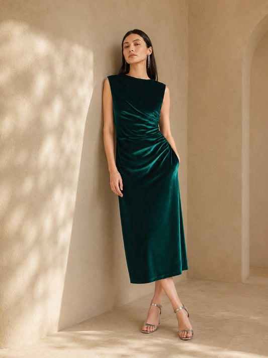 Velvet Bodycon Dress - Green