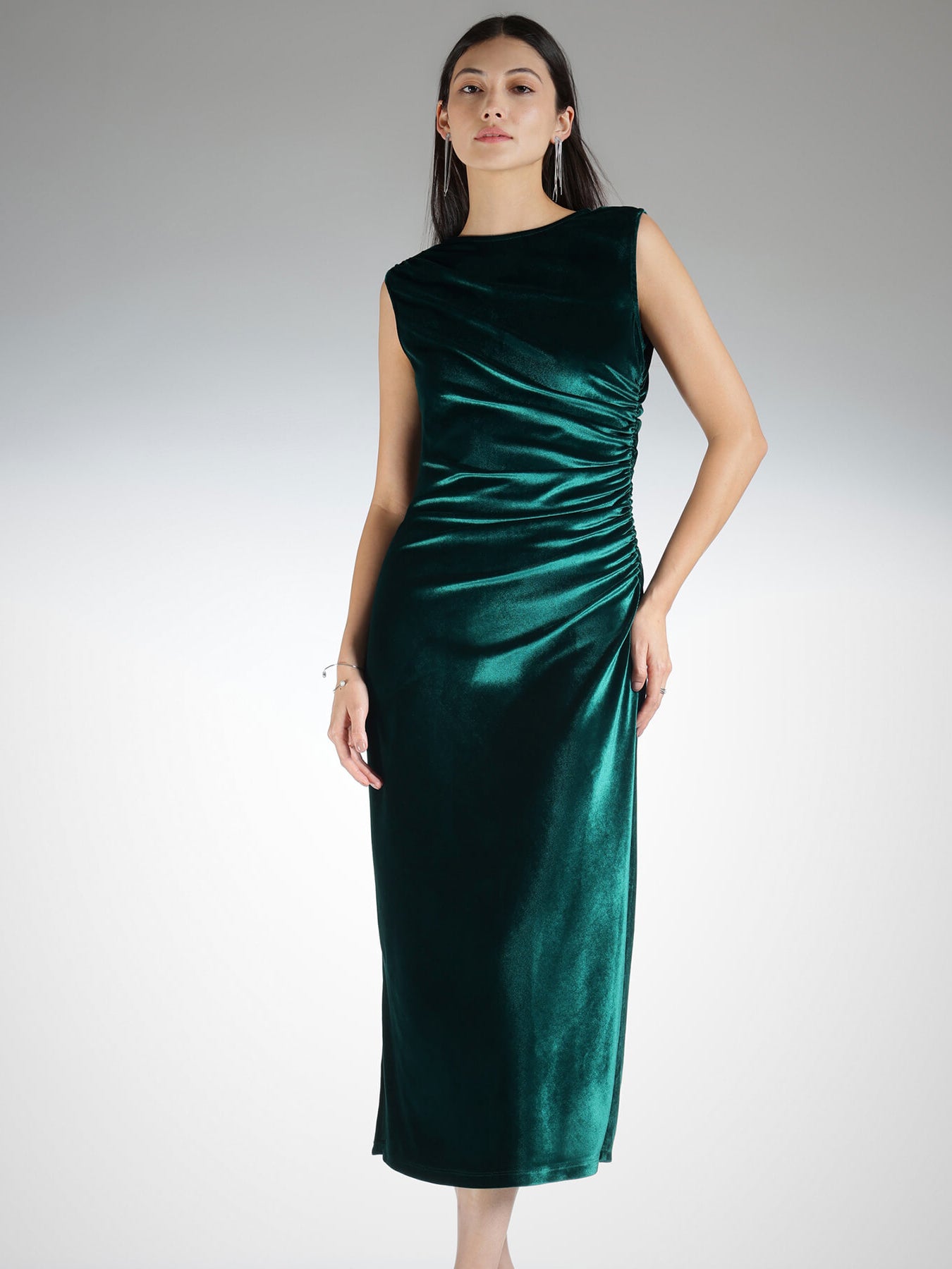 Velvet Bodycon Dress - Green